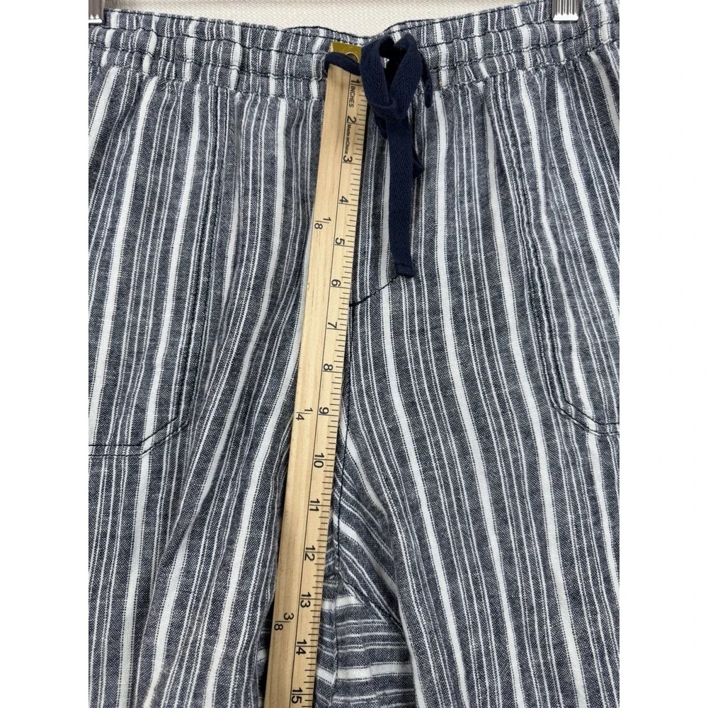 Lane Bryant Striped Blue White Capri Pant Plus 18/20 Resort Linen Blend Beach - Picture 5 of 10